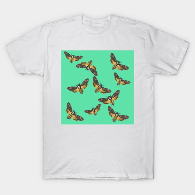 Death's Head Moths Seafoam T-Shirt by TrapperWeasel